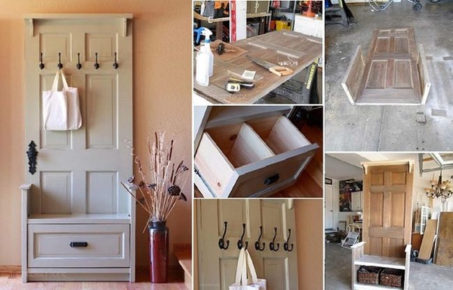 Repurposed Door Bench With Storage