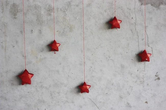 Red Stars On Gray Wall