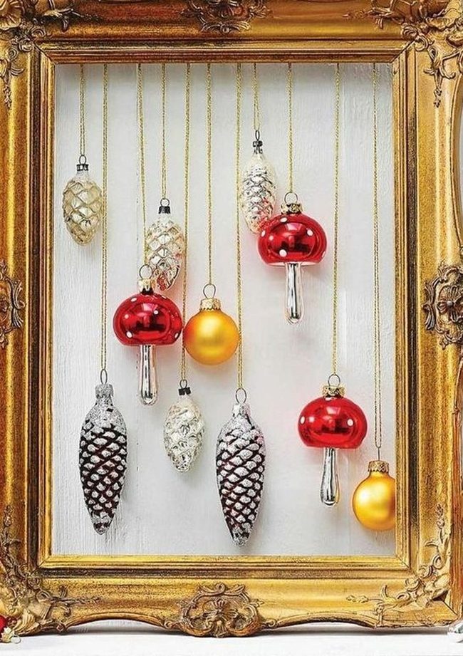 Red And Gold Ornaments On White
