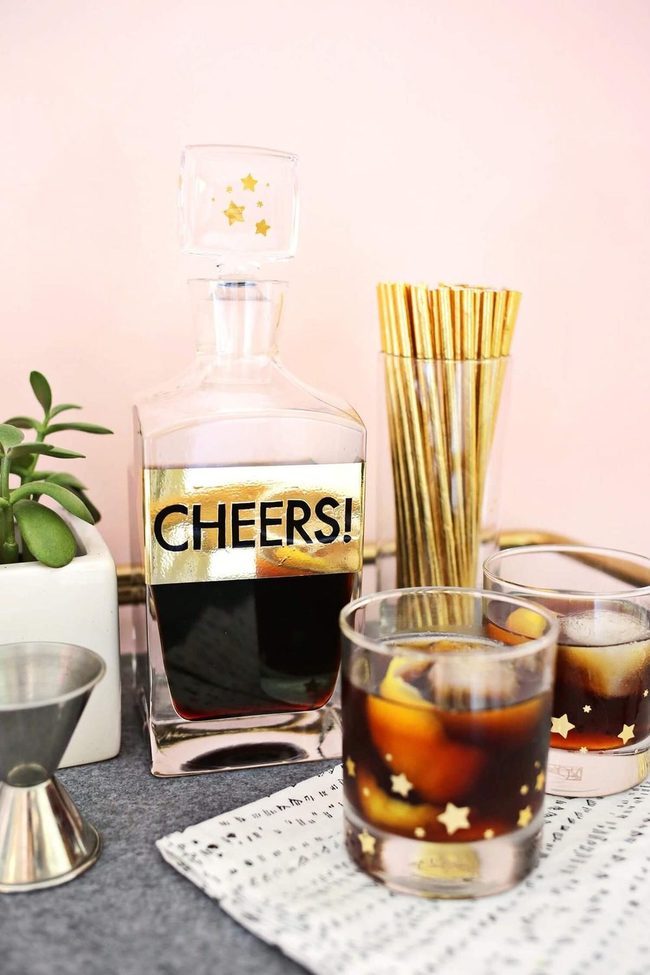 Pink And Gold Cocktail Bar Station