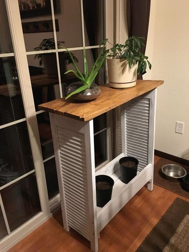 Natural Wood Corner With Green Plants