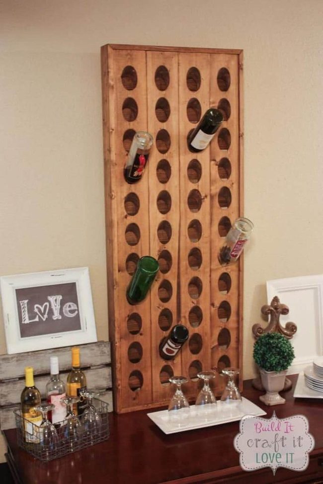 Geometric Wine Bottle Display