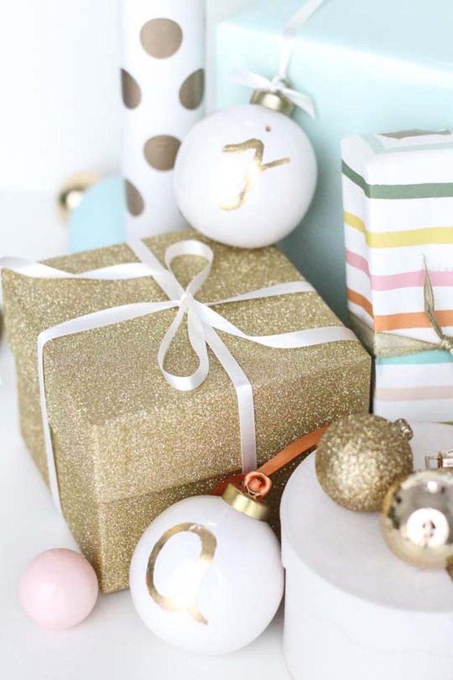 Gold Monogrammed Family Ornaments