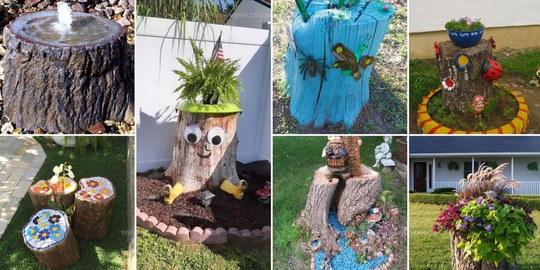 8051492 Tree Stump Garden Art Ideas