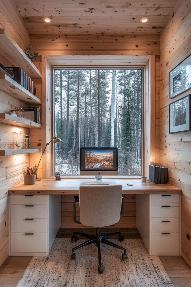 Practical yet Stylish Modern Cabin Office
