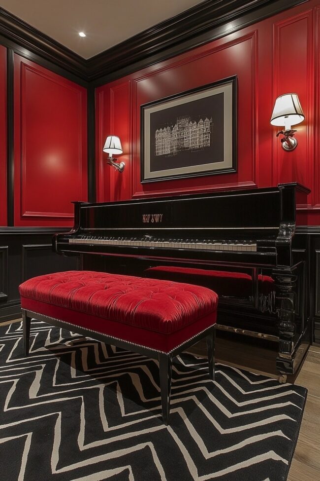 Preppy and Polished Music Room Design