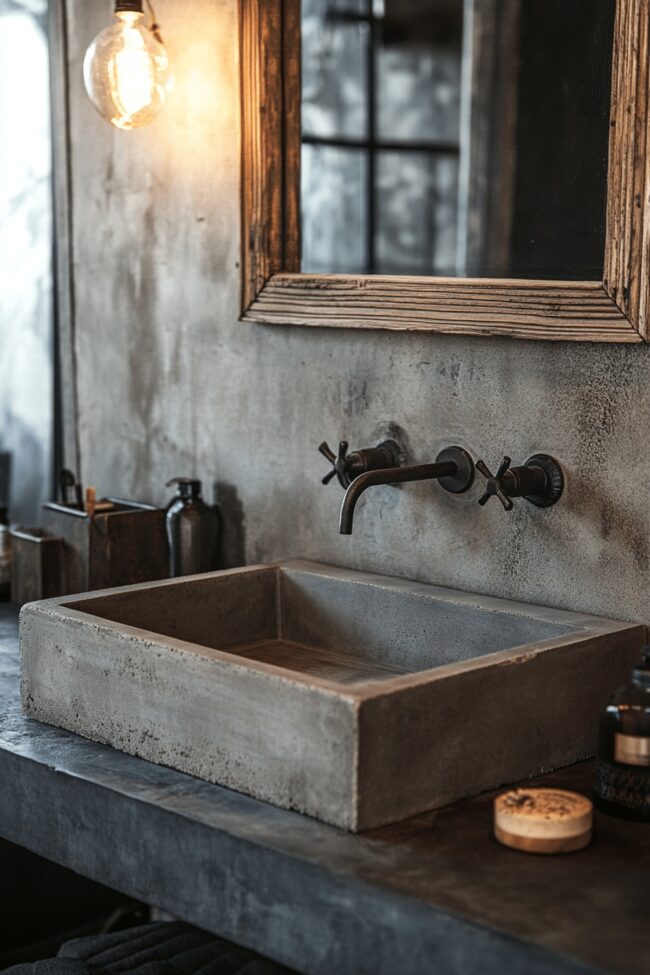 Rugged Concrete Sink Industrial Bathroom