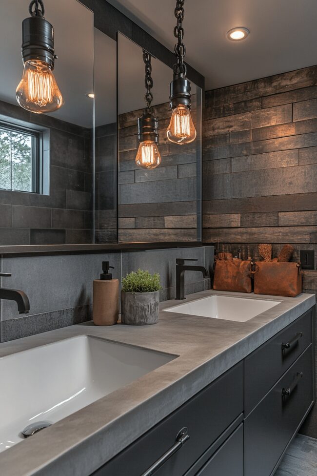 Edgy Chain-Detail Industrial Bathroom