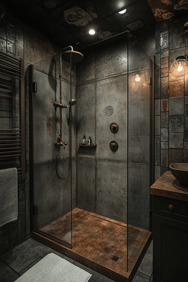 Industrial Open Shower Concept Bathroom