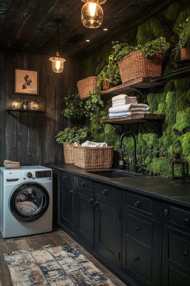 Laundry Room with Lush Greenery