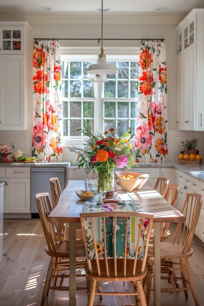 Vibrant Botanical Window Drapes