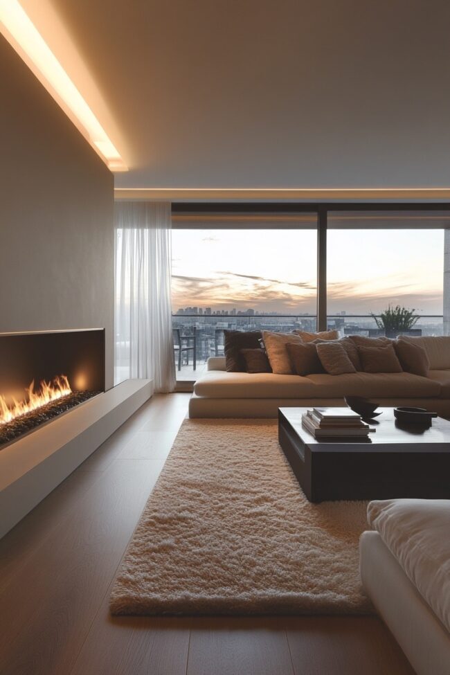 Sleek Wall Fireplace Design