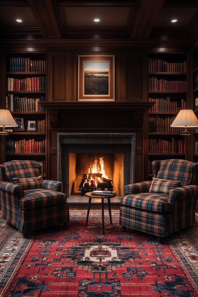 Elegant Plaid Library Design