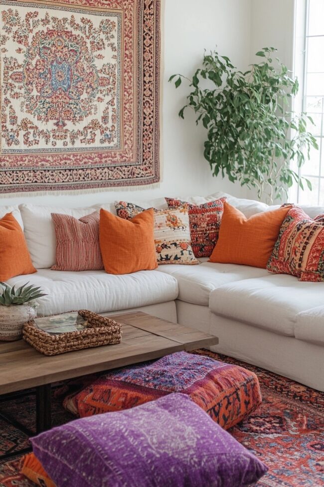 Preppy Boho Lounge with Mixed Textiles