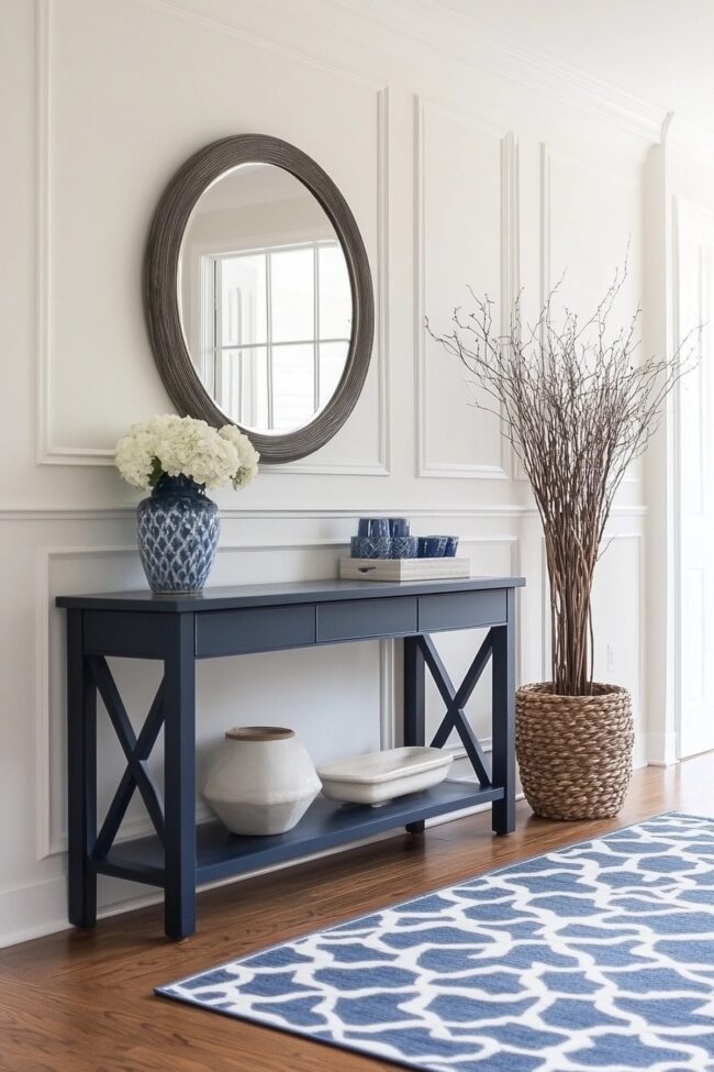 Crisp Preppy Entryway Design