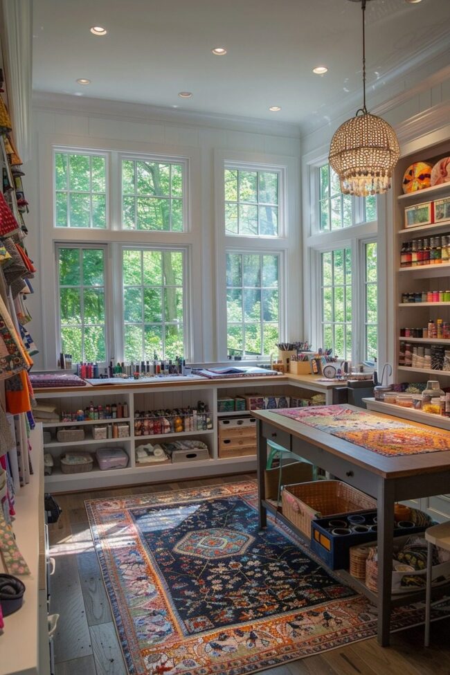 Bright and Creative Sewing Space