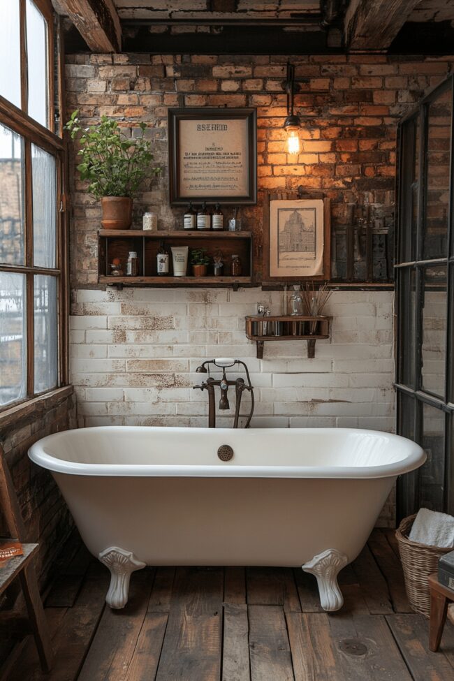 Clawfoot Tub with Industrial Accents