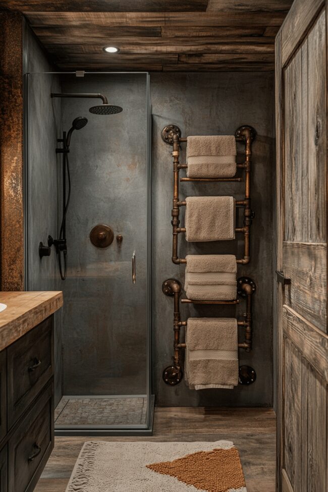 Pipe-Inspired Towel Racks
