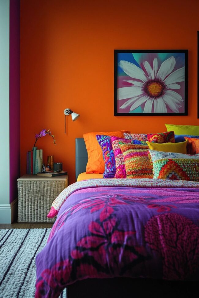 Vibrant Color Block Bedroom