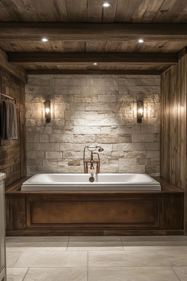 Refined Rustic Bathroom Retreat