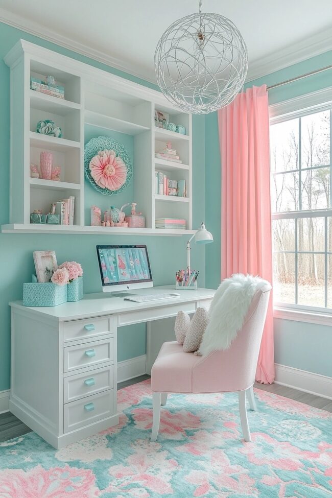 Soft Pastel Preppy Study Area