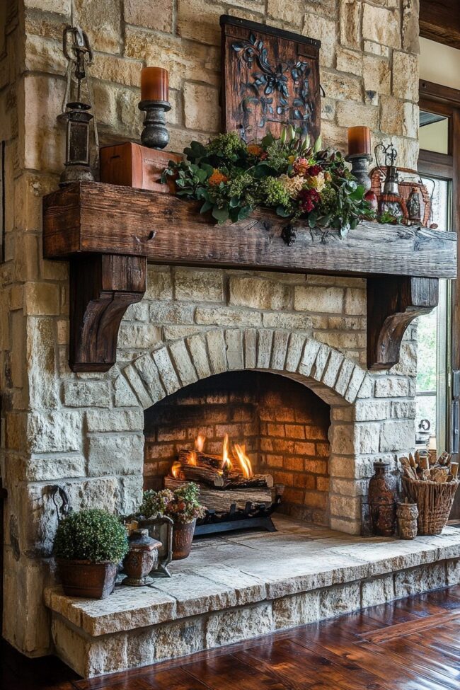 French Country Fireplace Charm