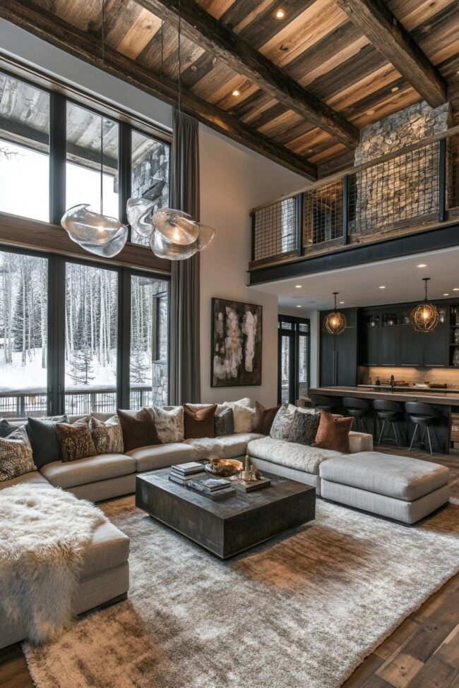 Rustic Contemporary Gathering Area